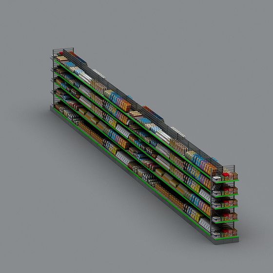 Low Polygon Supermarket Shelf 3D model