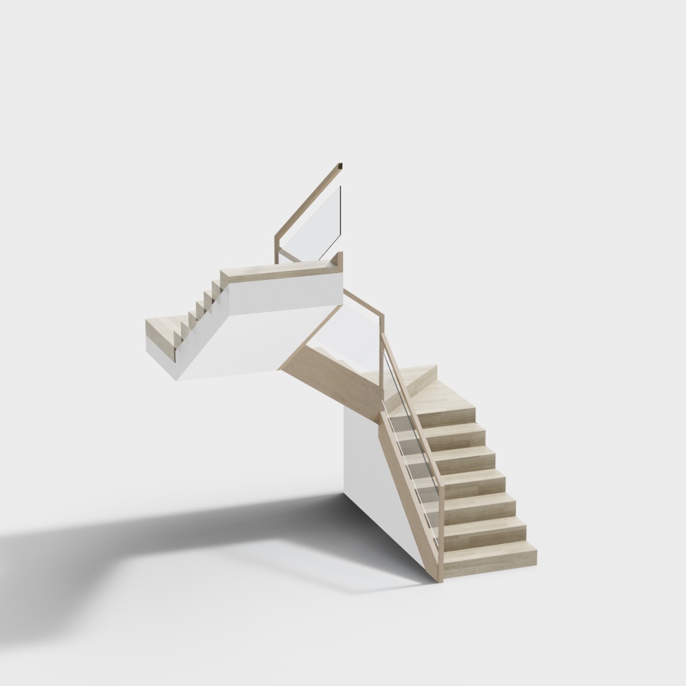 Minimalist Low-Polygon Staircase 3D model