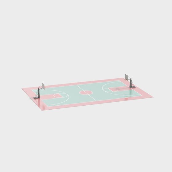 Stylish Low Polygon Basketball Court 3D model