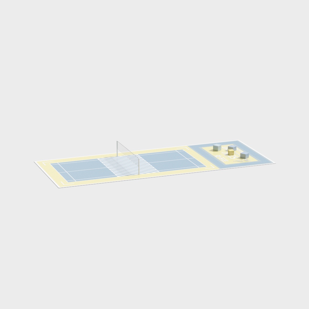 Low Poly Tennis Court 3D Model