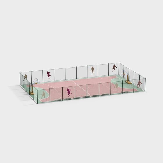 Vibrant Basketball Court 3D model