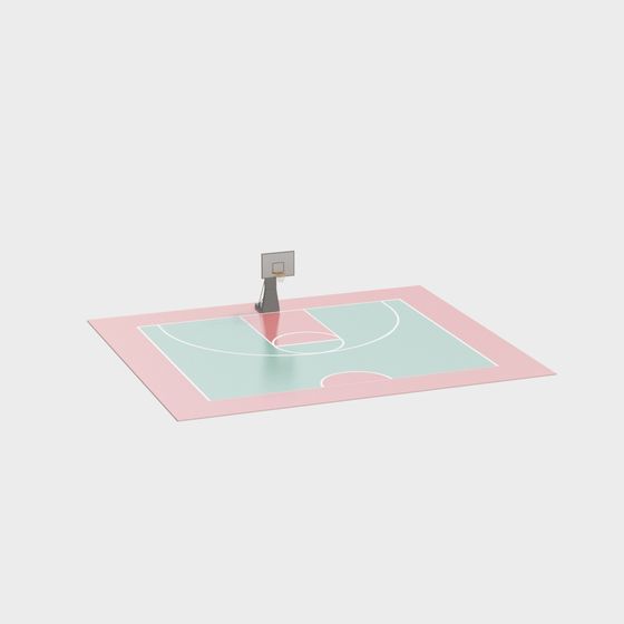 Vibrant Low-Poly Basketball Court 3D model