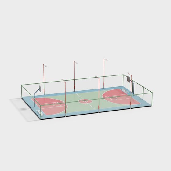 Low-Poly Basketball Court 3D model