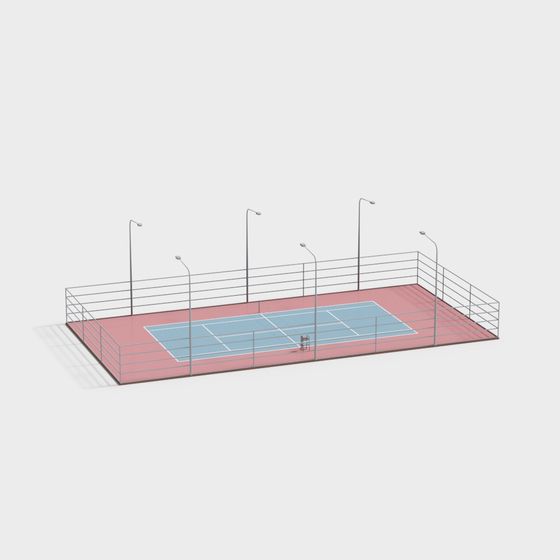 Low-Poly Realistic Tennis Court 3D Model