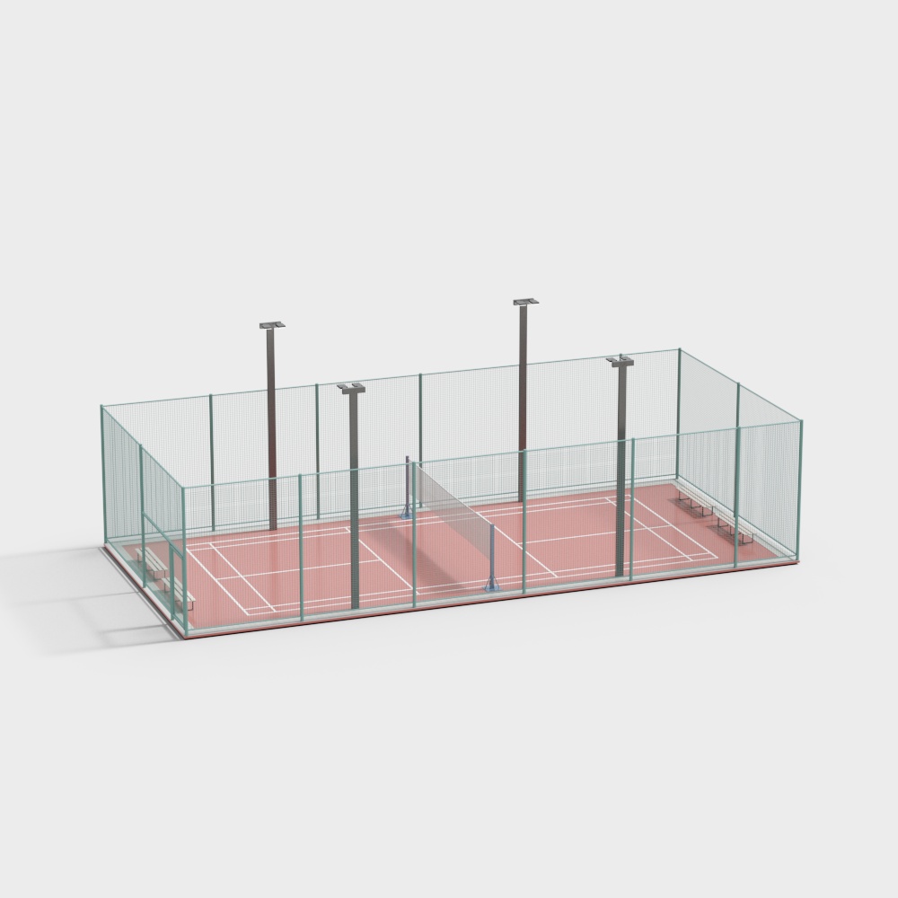 Vibrant Low-Poly Tennis Court 3D model