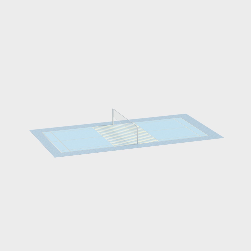 Modern Low-Poly Tennis Court 3D Model
