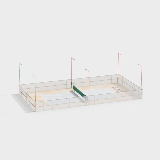 Low-Poly Tennis Court 3D model