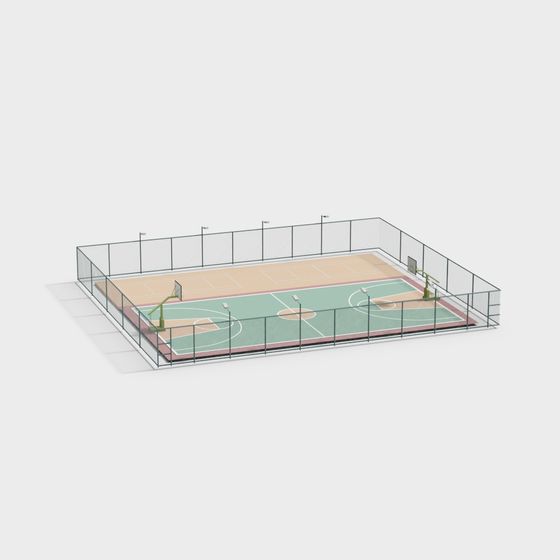 Low-Poly Basketball Court 3D Model for Creative Projects