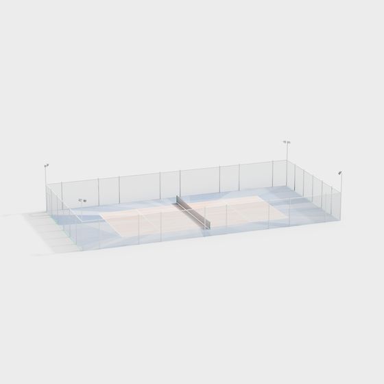 Modern Low-Polygon Tennis Court 3D model
