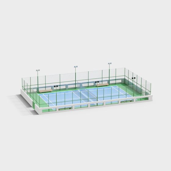 Low Poly Tennis Court 3D model