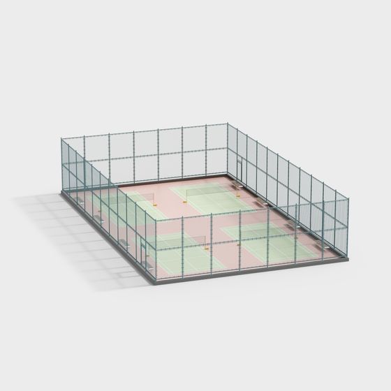 Vibrant Low-Poly Tennis Court 3D model
