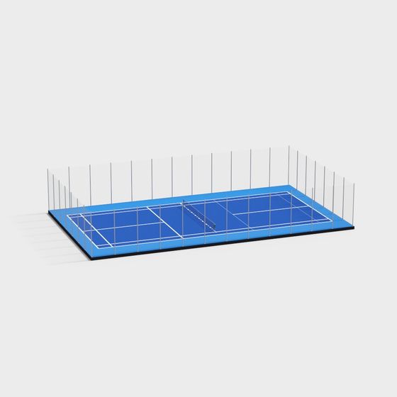 Vibrant Low Poly Tennis Court 3D model