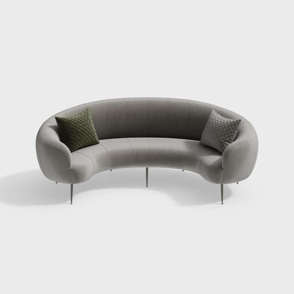 Elegant Curved Sofa 3D model for Modern Interiors
