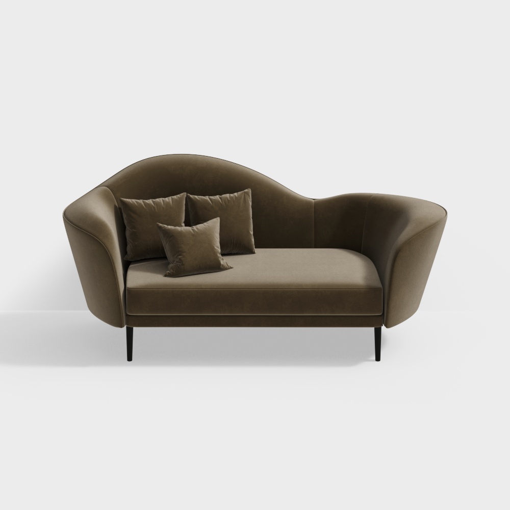 Streamlined Living Room Sofa – Velvet & Metal Design