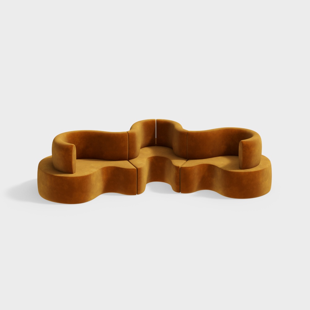 Sofa đa người hình dạng đặc biệt màu vàng