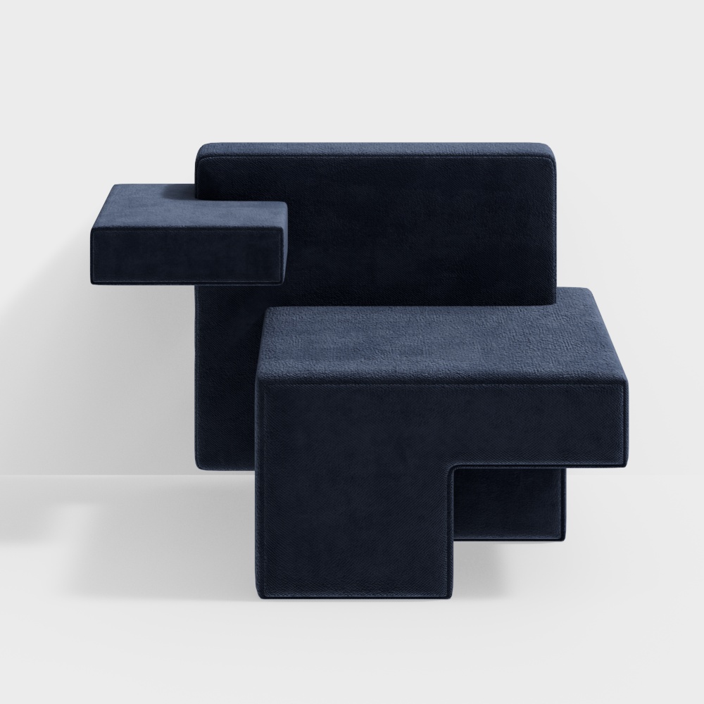 Urban Corner Sofa 3D Model – Low-Poly Navy Design