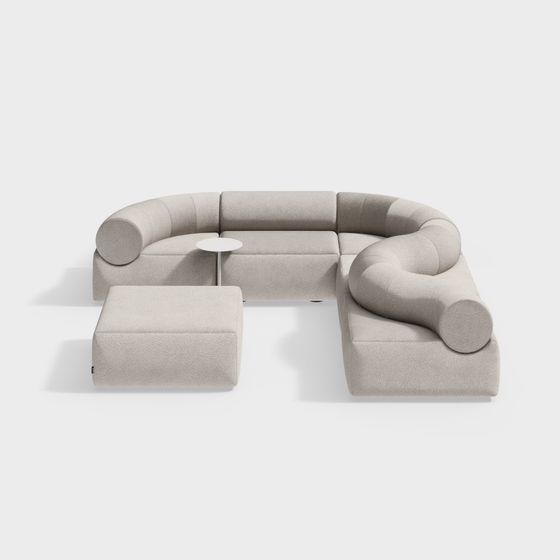 Elegant Low-Poly 3D Sofa Model for Contemporary Interiors