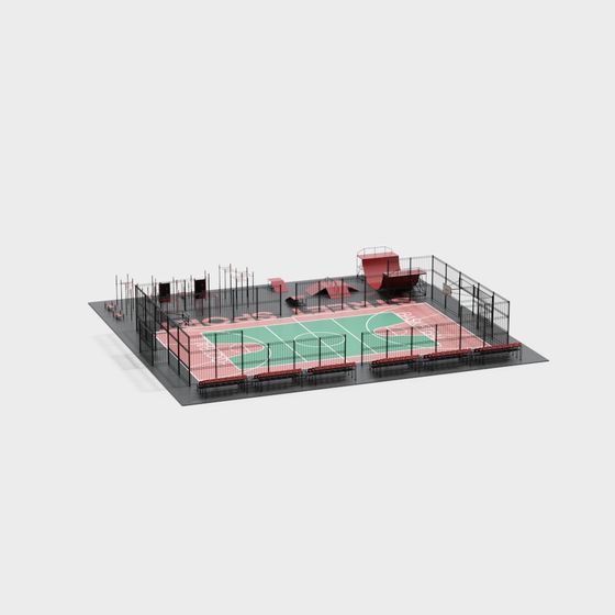 Dynamic Outdoor Basketball Court 3D model