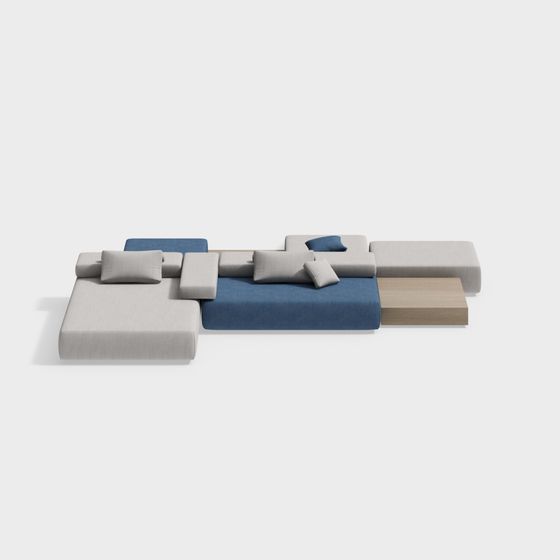 Modular Low-Poly Sofa 3D model for Modern Interior Design