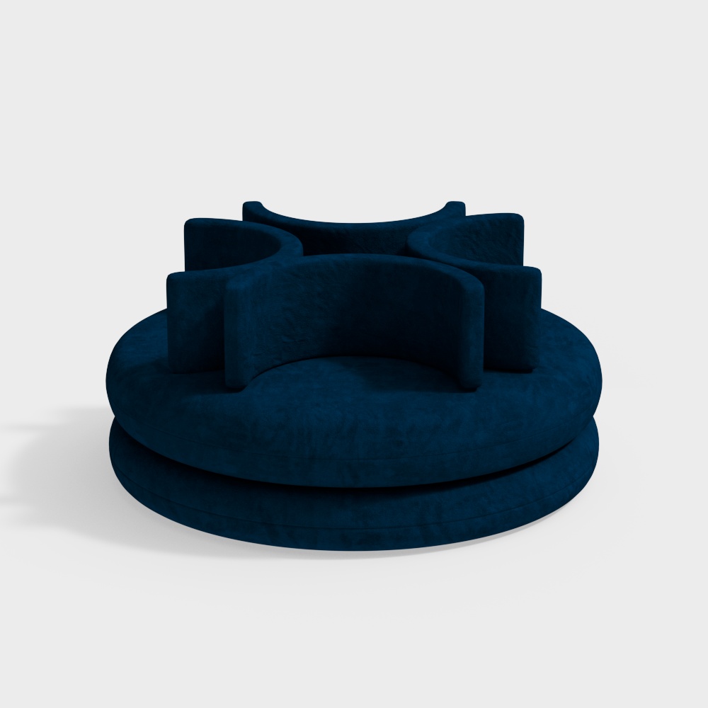 Public blue fabric booth sofa