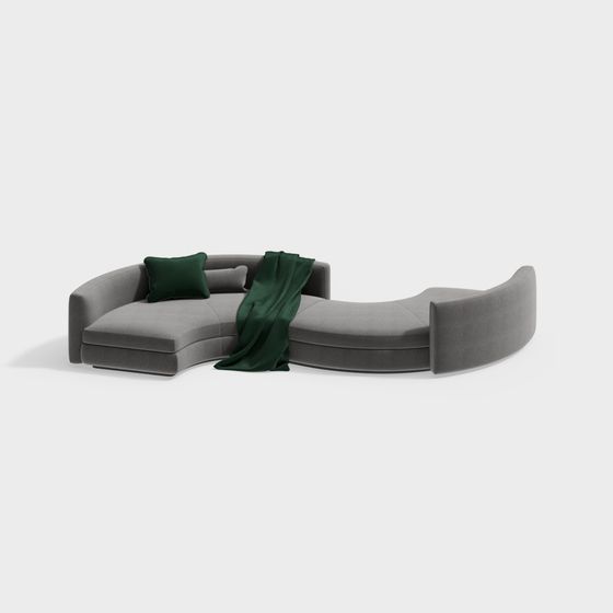 Unique Curved Sofa 3D model for Modern Interiors