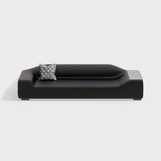Elegant Black Leather Sofa 3D Model for Modern Spaces