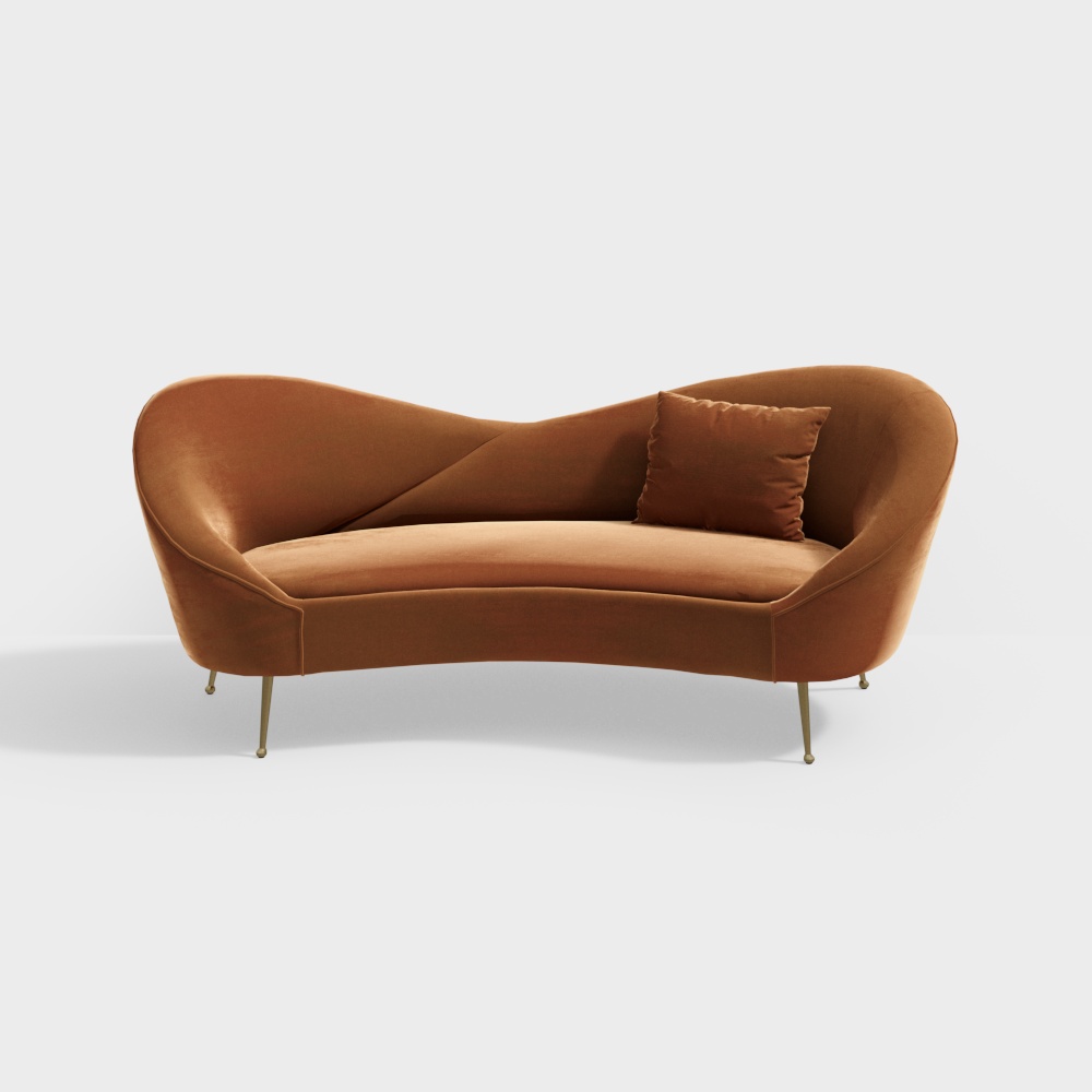 Canapé orange de forme spéciale pour plusieurs personnes en tissu