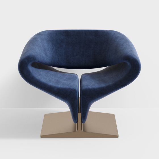 Stylish Blue Velvet Chair 3D model