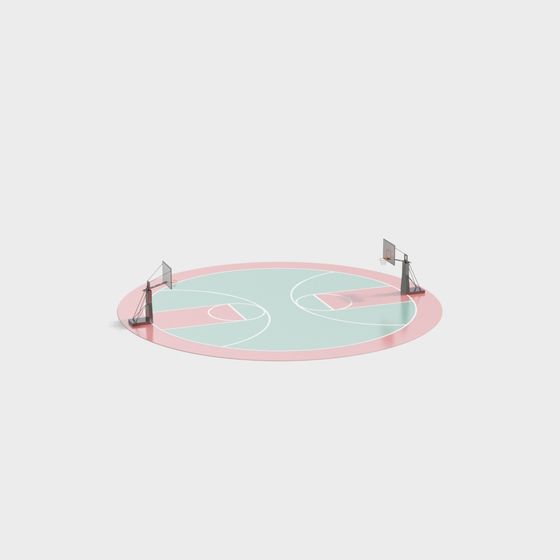 Vibrant Low-Polygon Basketball Court 3D model