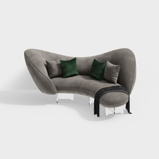Stylish High-Detail Low-Poly Sofa 3D Model