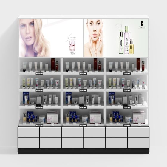 Elegant Skincare Display 3D model for Modern Retail