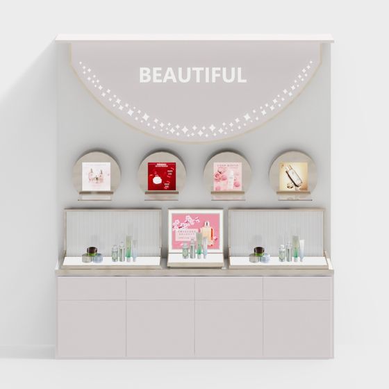 Elegant Low-Poly Display Cabinet 3D model