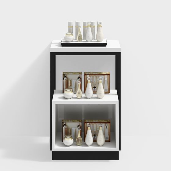 Elegant Low-Polygon Display Cabinet 3D Model