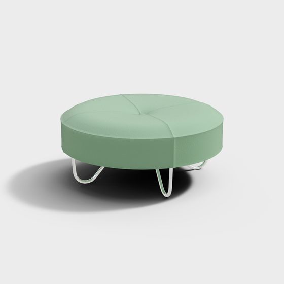 Stylish Round Ottoman 3D model for Modern Interiors