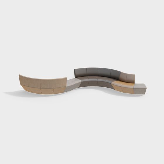 Curved Modular Seating 3D Model