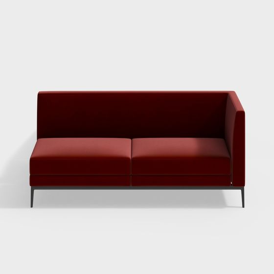 Urban Elegance 3D Sofa Model – Red Leather Design