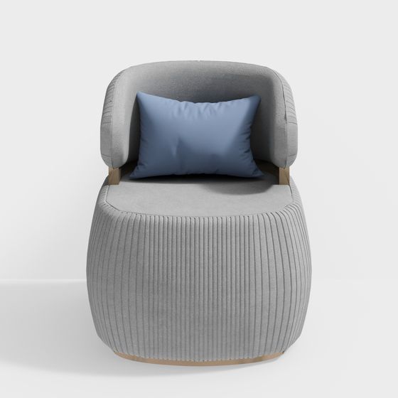 Modern Grey Velvet Armchair 3D model