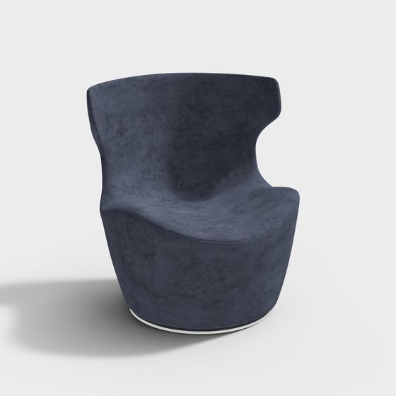 Stylish Curved Navy Blue Stool 3D Model