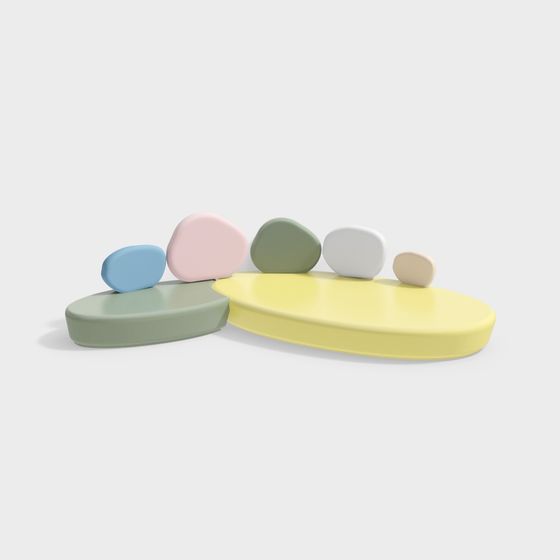 Rainbow Stone Stool 3D model