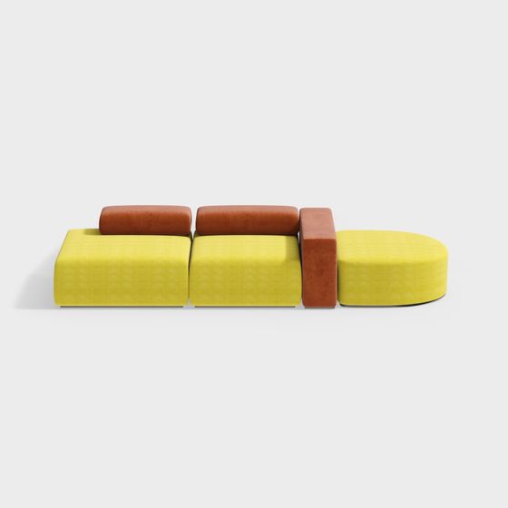 Color Puzzle Sofa 3D model with Geometric Design