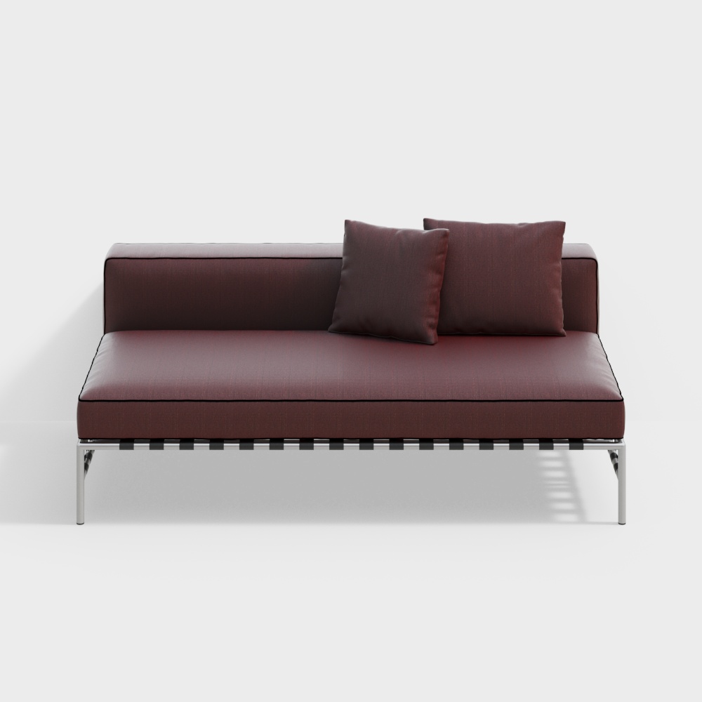 Urban Comfort 3D Sofa Model – Burgundy Upholstered Design