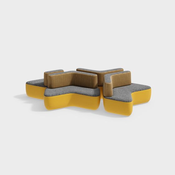 City Puzzle Low-Poly Sofa 3D model
