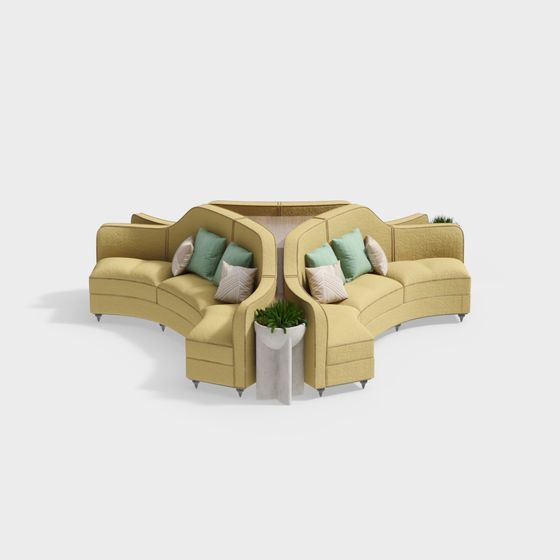 Low-Poly Elegant Sofa 3D model for Modern Interiors