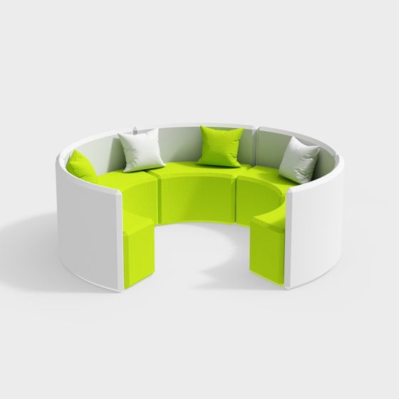Curved Sofa Seat 3D model for Creative Spaces