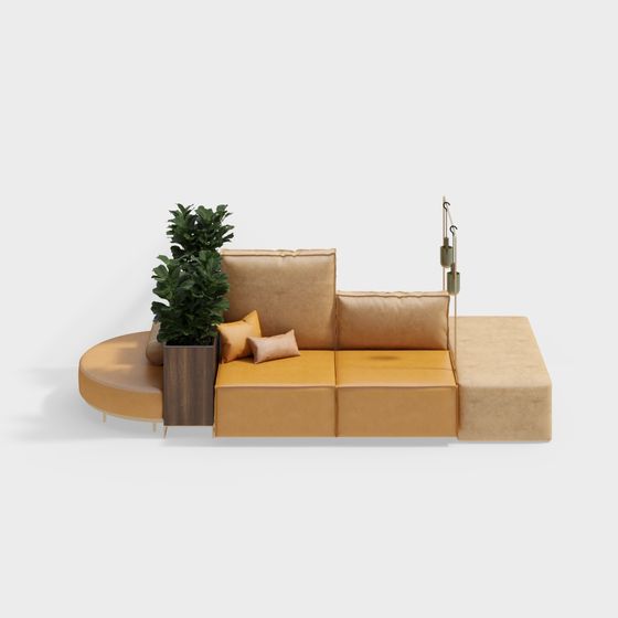Stylish Low-Poly Sofa 3D model for Modern Interiors