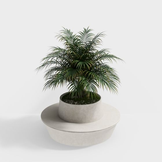Stylish Tropical Green Plant Pot 3D model