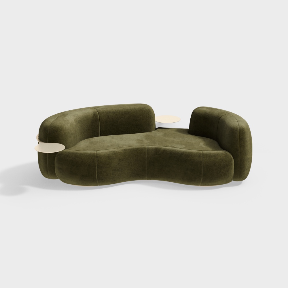 Curve Comfort Sofa 3D Model – Velvet Upholstery