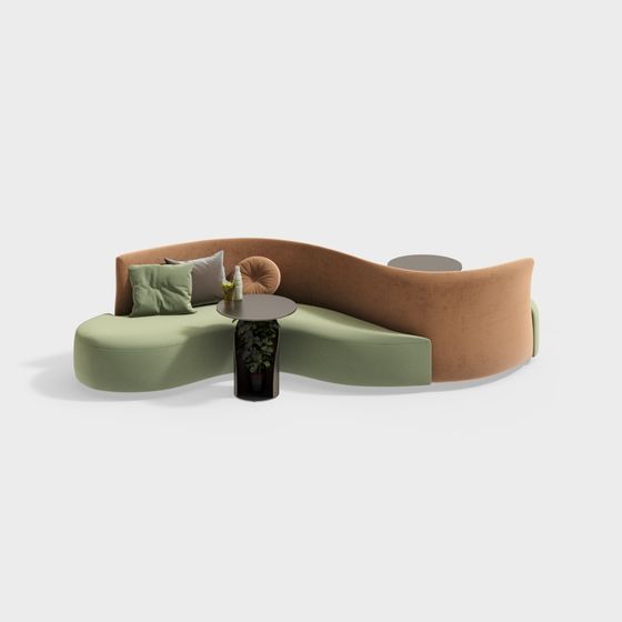 Stylish Low-Polygon Sofa 3D Model for Modern Interiors