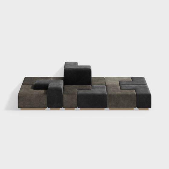 Modular Sofa 3D model with Geometric Aesthetics