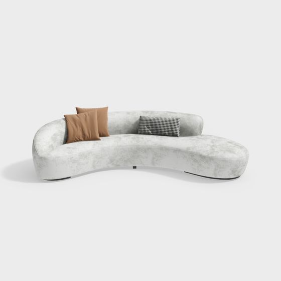 Elegant Curved Sofa 3D model for Modern Interiors